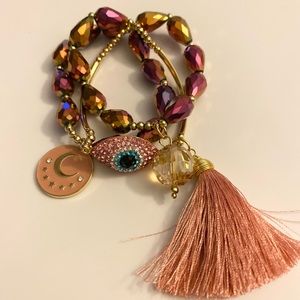 Plated Gold Evil Eye Fin De Semana Beads Bracelets